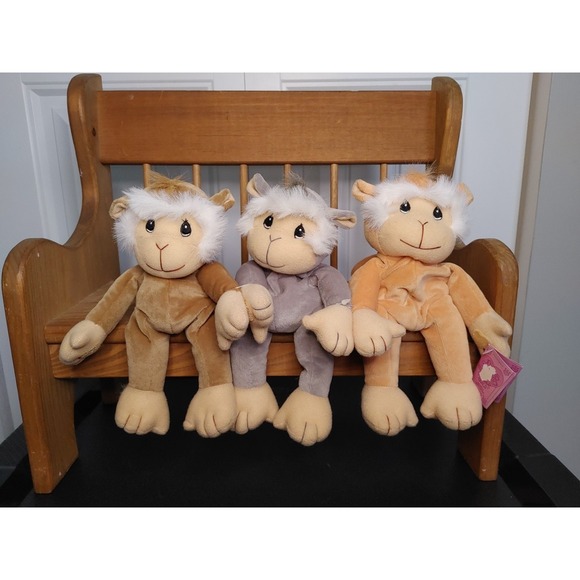 Vtg 1998 Enesco Precious Moments Tender Tails Monkeys Set of 3 Holding Hands NWT - Picture 7 of 8
